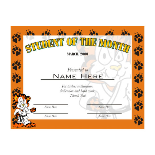 STUDENT OF THE MONTH TINY TIGGERS